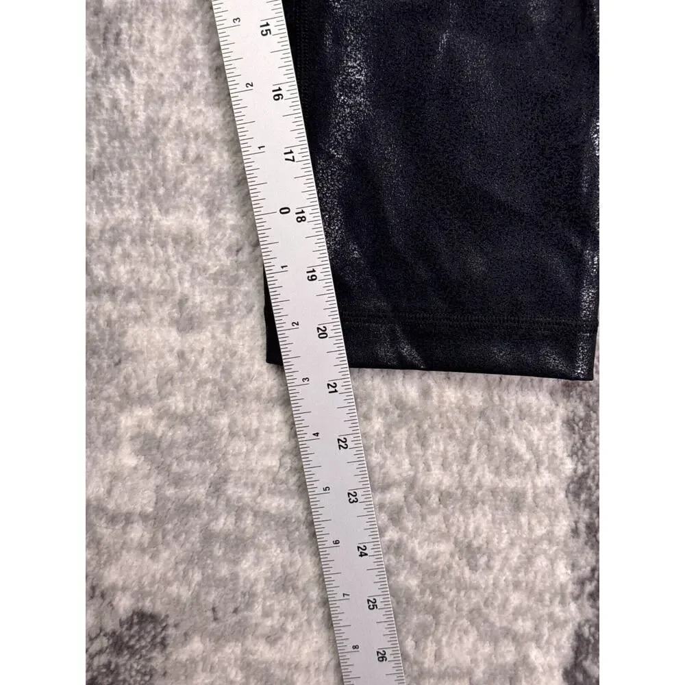 Lululemon Leggings 8 Womens Black Shiny Leather Wunder Under Crop